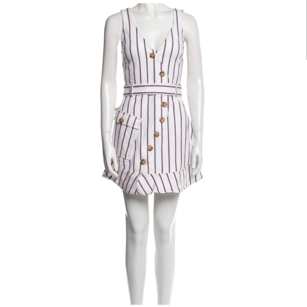10 Crosby Derek Lam White and Purple Striped Mini Dress